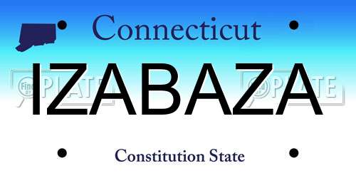 IZABAZA Connecticut License Plate