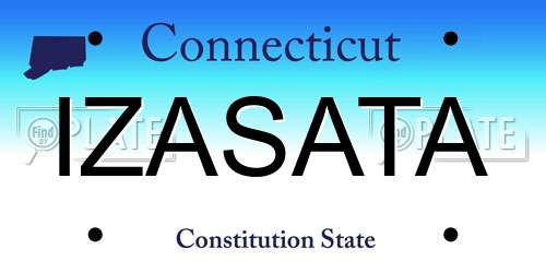 IZASATA Connecticut License Plate
