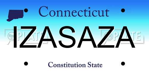 IZASAZA Connecticut License Plate