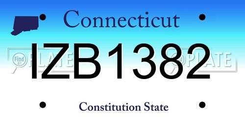 IZB1382 Connecticut License Plate