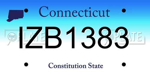 IZB1383 Connecticut License Plate
