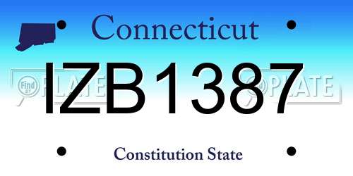 IZB1387 Connecticut License Plate