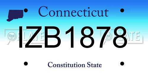 IZB1878 Connecticut License Plate