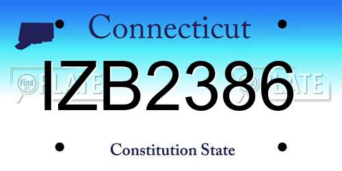IZB2386 Connecticut License Plate