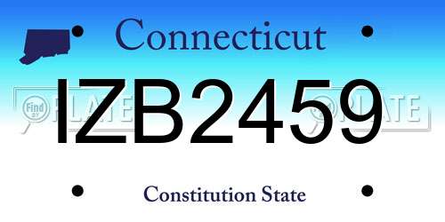 IZB2459 Connecticut License Plate