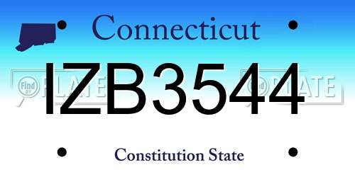 IZB3544 Connecticut License Plate