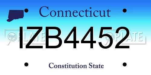 IZB4452 Connecticut License Plate