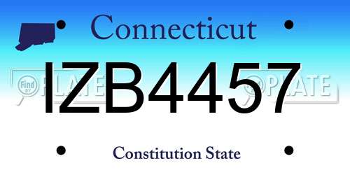 IZB4457 Connecticut License Plate