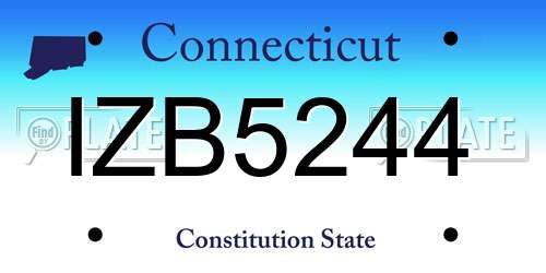 IZB5244 Connecticut License Plate