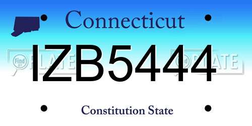 IZB5444 Connecticut License Plate