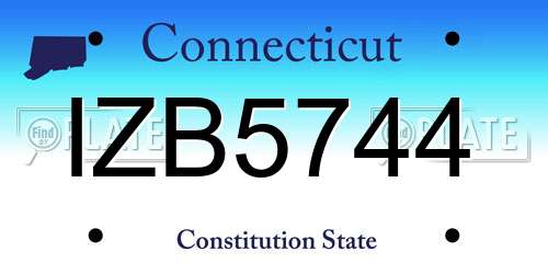 IZB5744 Connecticut License Plate