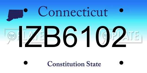 IZB6102 Connecticut License Plate