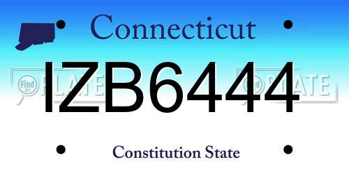 IZB6444 Connecticut License Plate