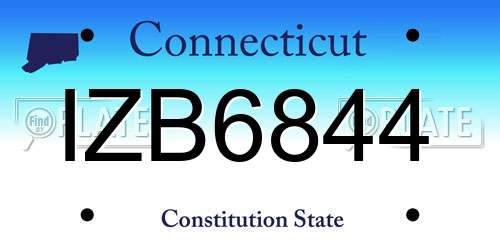 IZB6844 Connecticut License Plate