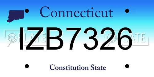 IZB7326 Connecticut License Plate