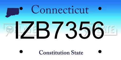 IZB7356 Connecticut License Plate