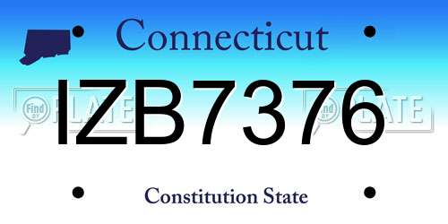 IZB7376 Connecticut License Plate