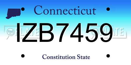IZB7459 Connecticut License Plate