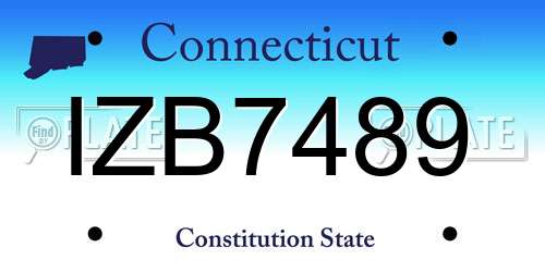 IZB7489 Connecticut License Plate
