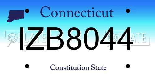 IZB8044 Connecticut License Plate