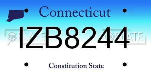 IZB8244 Connecticut License Plate