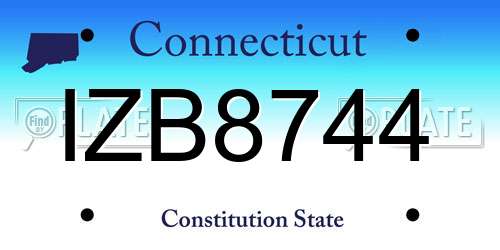 IZB8744 Connecticut License Plate