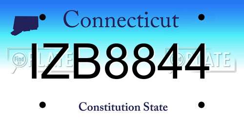 IZB8844 Connecticut License Plate