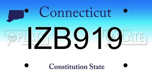 IZB919 Connecticut License Plate
