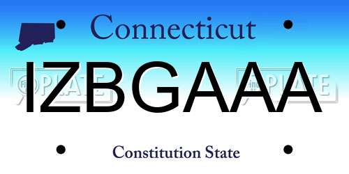 IZBGAAA Connecticut License Plate