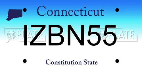 IZBN55 Connecticut License Plate