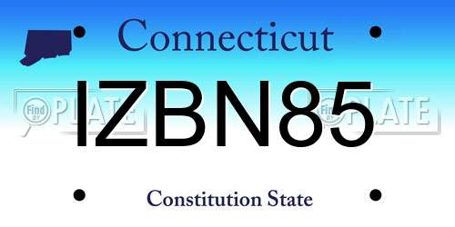 IZBN85 Connecticut License Plate