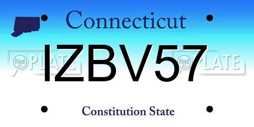 IZBV57 Connecticut License Plate