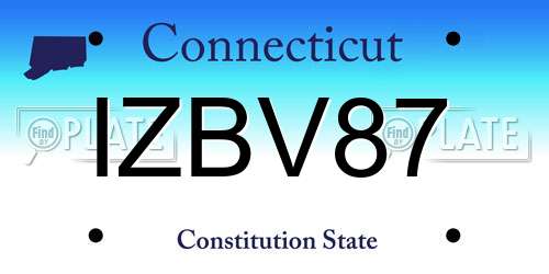 IZBV87 Connecticut License Plate