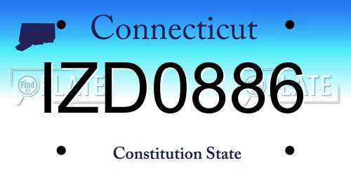 IZD0886 Connecticut License Plate