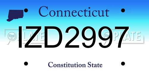 IZD2997 Connecticut License Plate