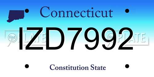 IZD7992 Connecticut License Plate