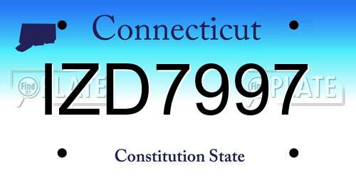 IZD7997 Connecticut License Plate