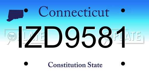 IZD9581 Connecticut License Plate