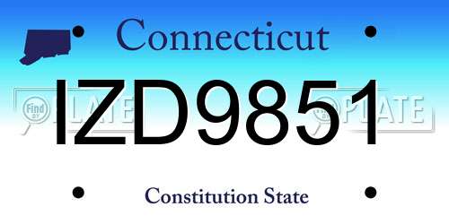 IZD9851 Connecticut License Plate