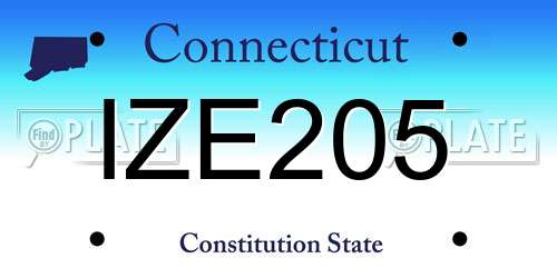 IZE205 Connecticut License Plate