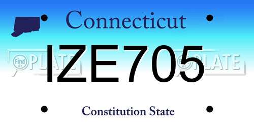IZE705 Connecticut License Plate