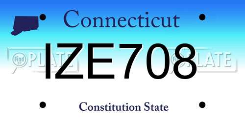IZE708 Connecticut License Plate