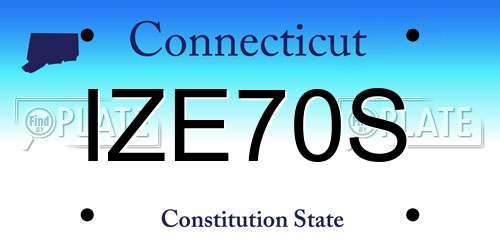 IZE70S Connecticut License Plate