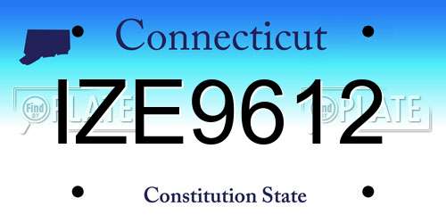 IZE9612 Connecticut License Plate