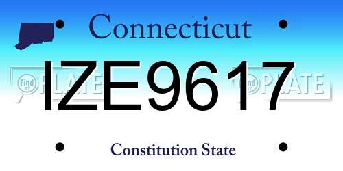IZE9617 Connecticut License Plate