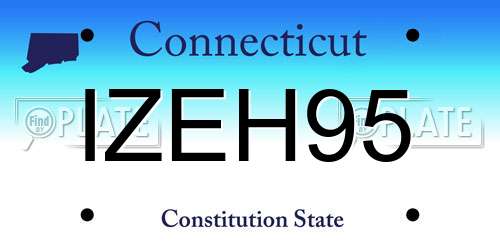 IZEH95 Connecticut License Plate