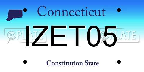 IZET05 Connecticut License Plate
