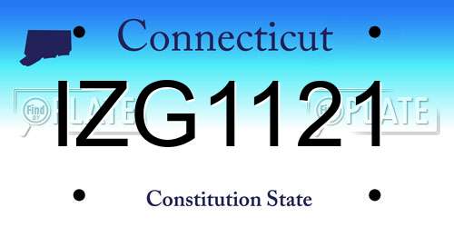 IZG1121 Connecticut License Plate