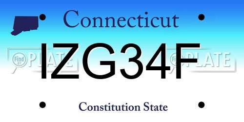 IZG34F Connecticut License Plate