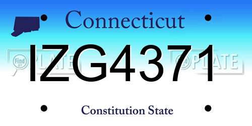 IZG4371 Connecticut License Plate